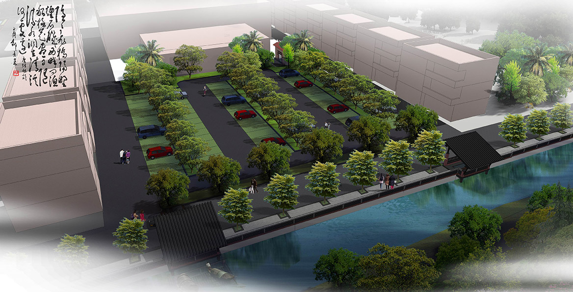 洪梅镇乌沙村村庄规划设计市场后小休闲公园节点设计总体效果图