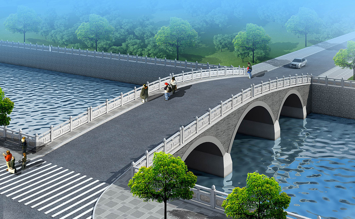 洪梅镇乌沙村村庄规划设计新建桥效果图